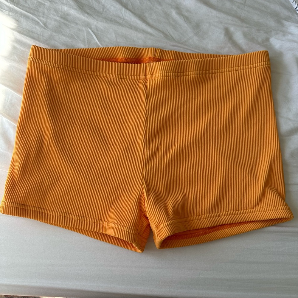 NWT! Tiger Mist (L) High Waist Short Shorts Swim Shorts: Tennessee Orange Ribbed